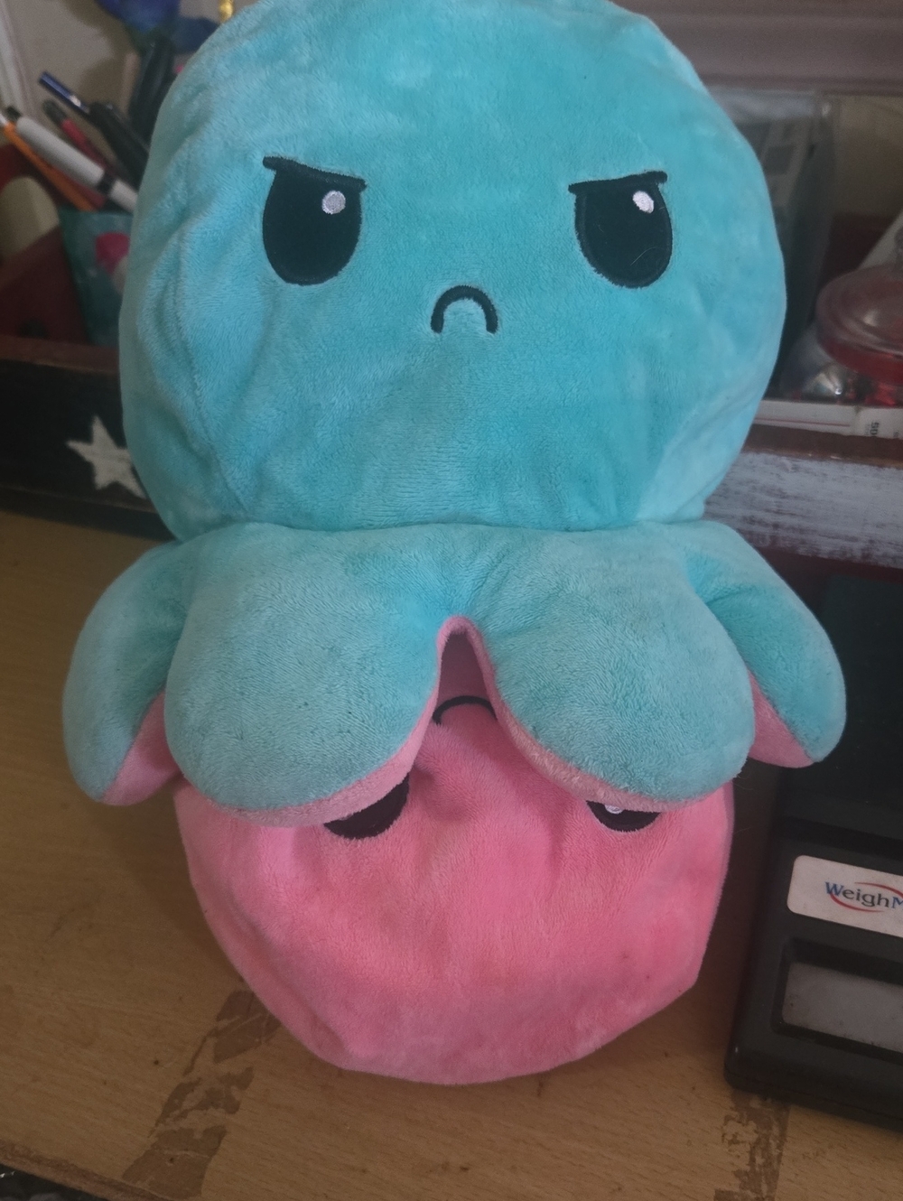 Reversible Plush Octopus Stuffed Animal - Teal and Pink